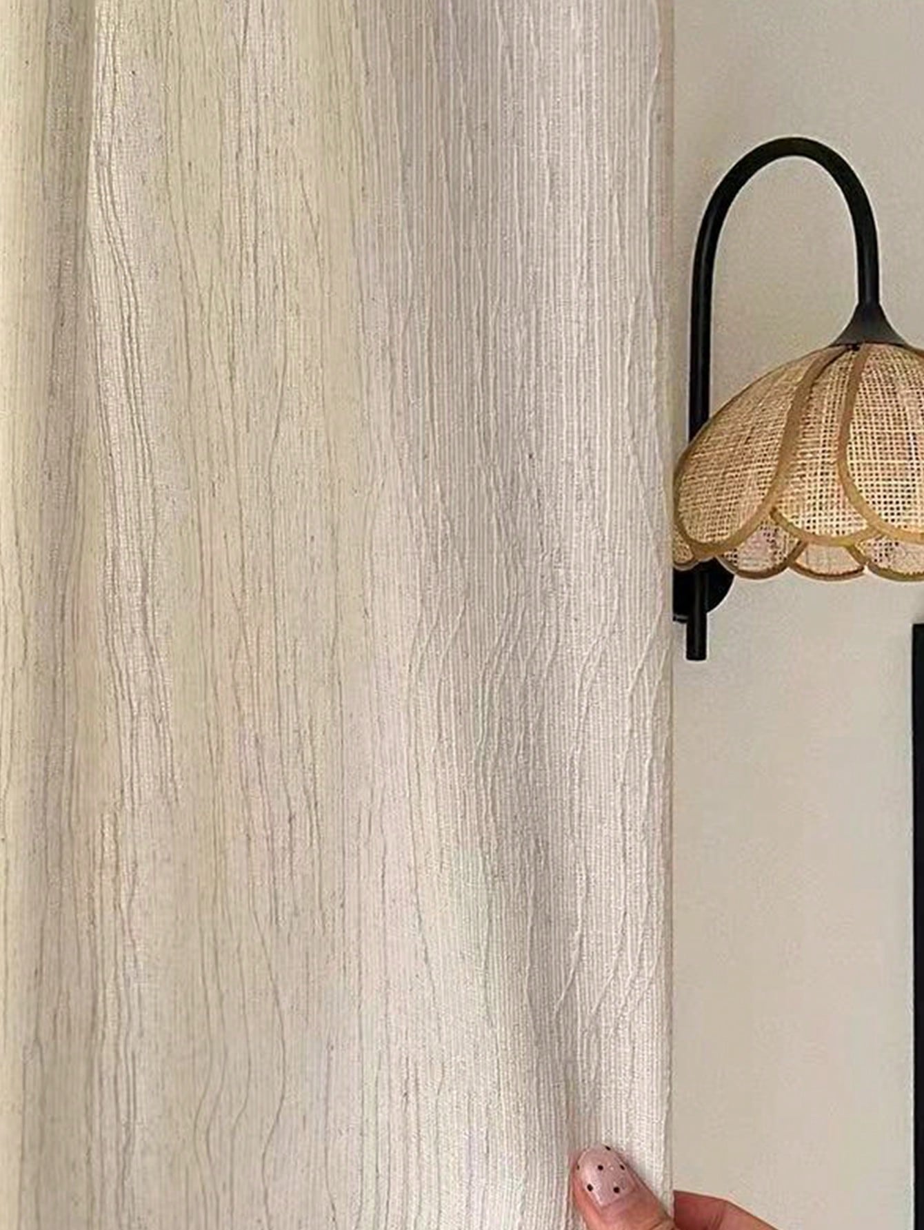 Woodworking Art - 1 Stück Hellbeiger Holzstruktur-Transparenter Vorhang im