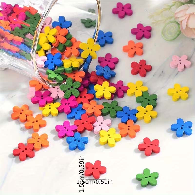 Woodworking Z Clips - 50/100 Stück Blumen-Holzknöpfe, niedlich, dekorativ, geeignet