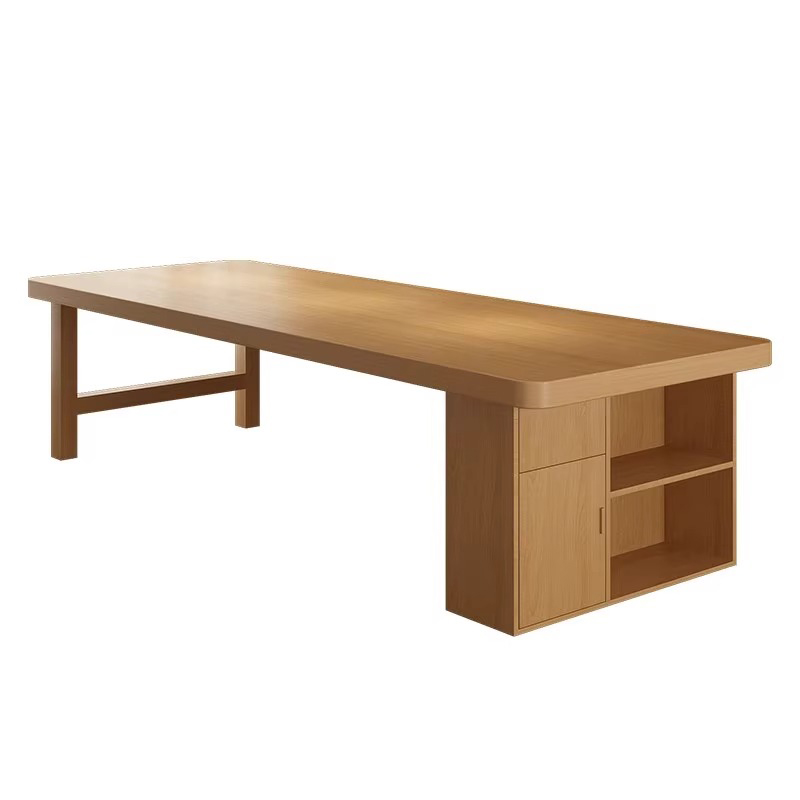 Woodworking Desk Chair - # Holzfarbener Konferenztisch Verhandlungs-Computertisch Arbeitstisch Verhandlungstisch